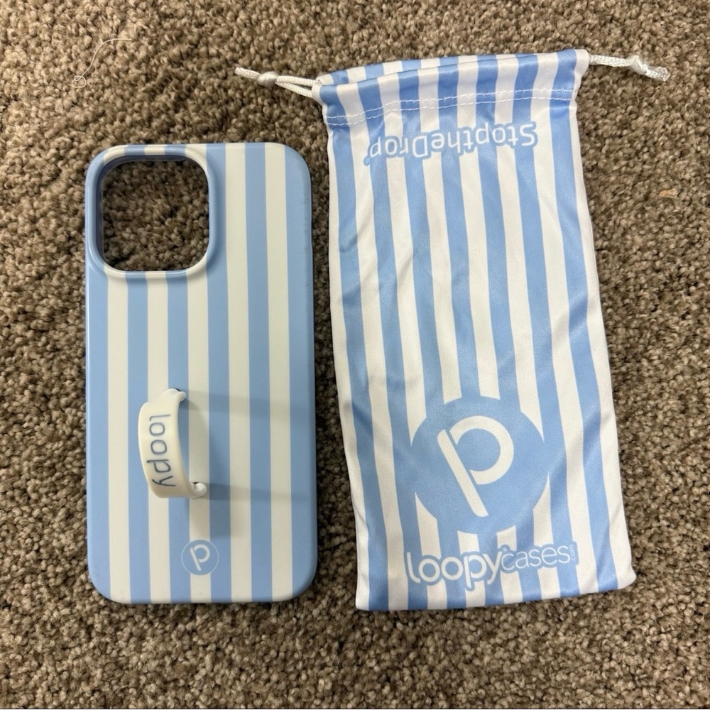Loopy Case Light Blue and White Striped iPhone 14 Pro Max
